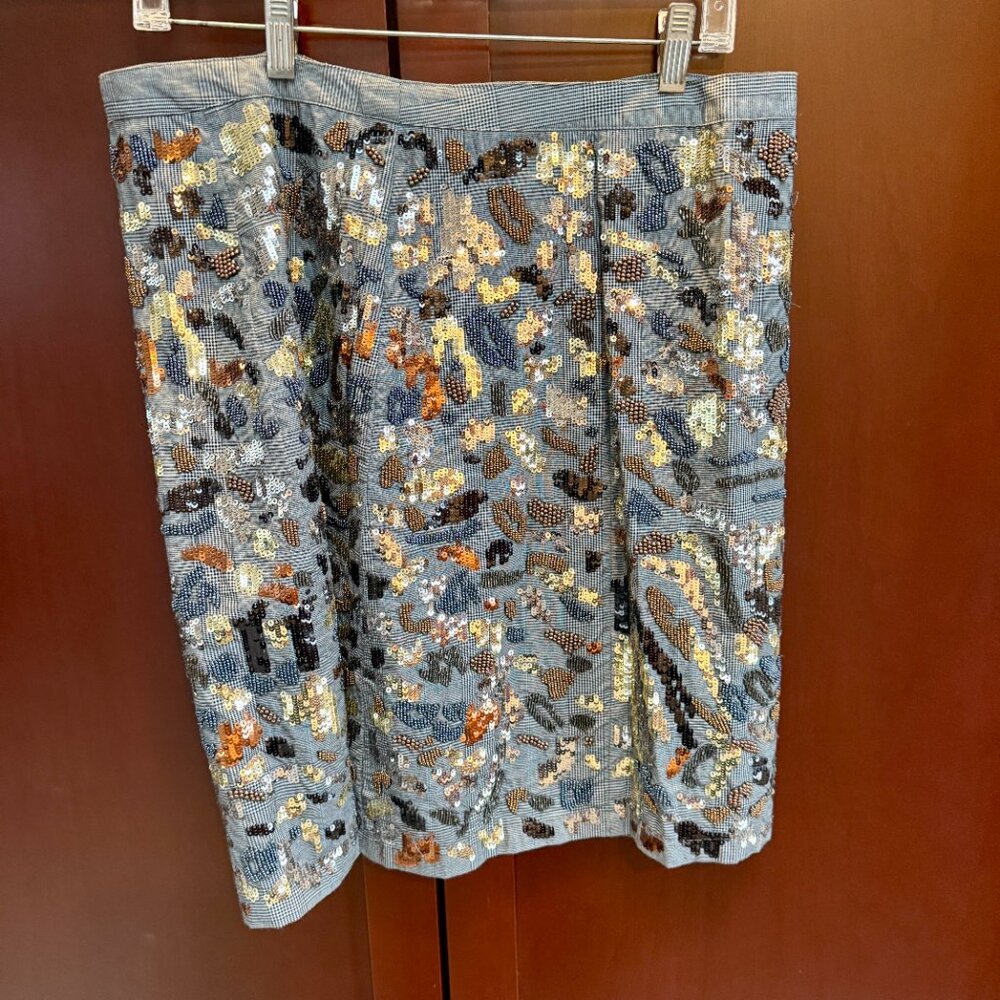 Anthropologie Gray w multi colored Sequin l Skirt | Size 14